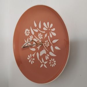 Vintage Ceramic Harkerware Serving Plate w/ Center Gold Handle 1950's